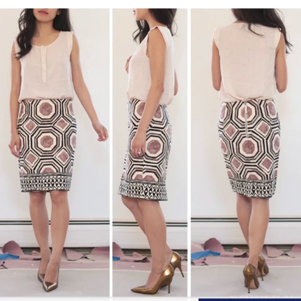 LOFT Geo Print Pencil Skirt, Sz 8, EUC
